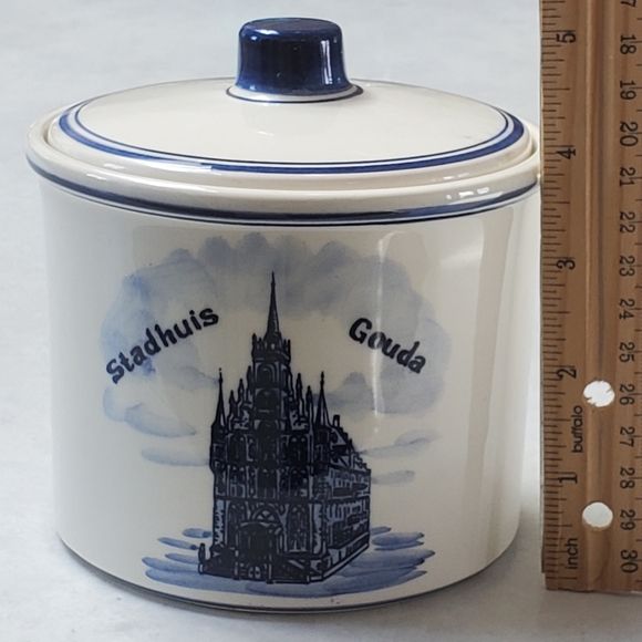 Vintage Delft Blue Handpainted Crock Jar with Lid Holland Signed Crown Gouda - Picture 10 of 12